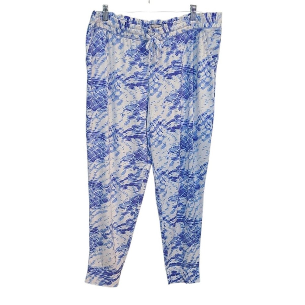 Koolaburra by UGG Blue/White Tie Dye Pull on Jogger Pants Womens PXL Lounge